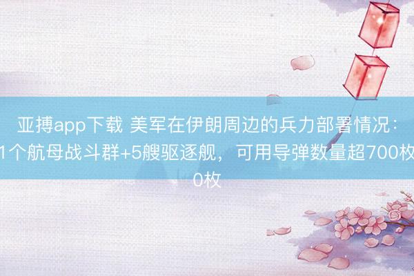 亚搏app下载 美军在伊朗周边的兵力部署情况：1个航母战斗群+5艘驱逐舰，可用导弹数量超700枚