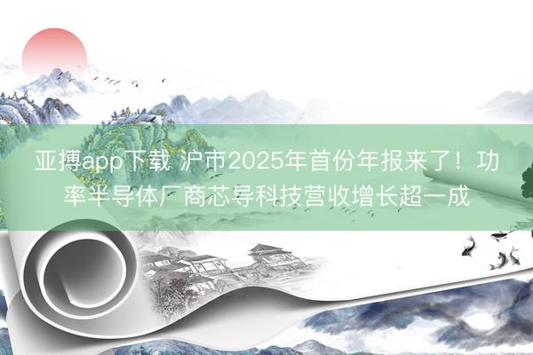 亚搏app下载 沪市2025年首份年报来了！功率半导体厂商芯导科技营收增长超一成