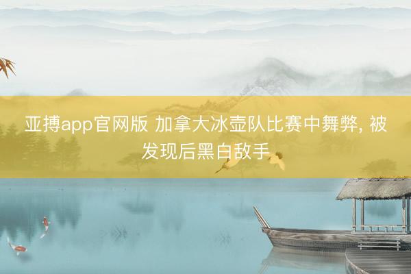 亚搏app官网版 加拿大冰壶队比赛中舞弊， 被发现后黑白敌手