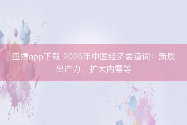 亚搏app下载 2025年中国经济要道词:新质出产力、扩大内需等