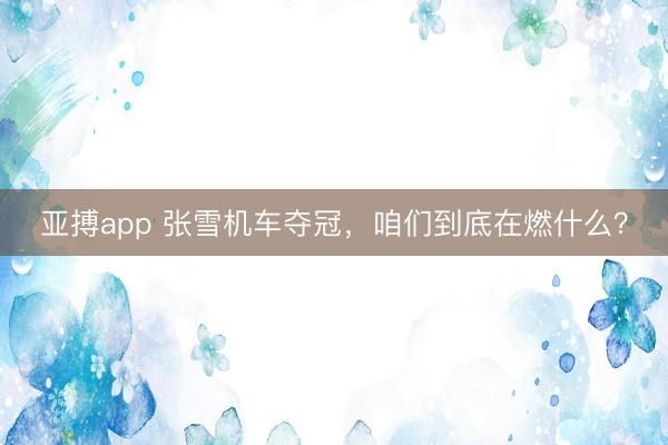 亚搏app 张雪机车夺冠，咱们到底在燃什么？